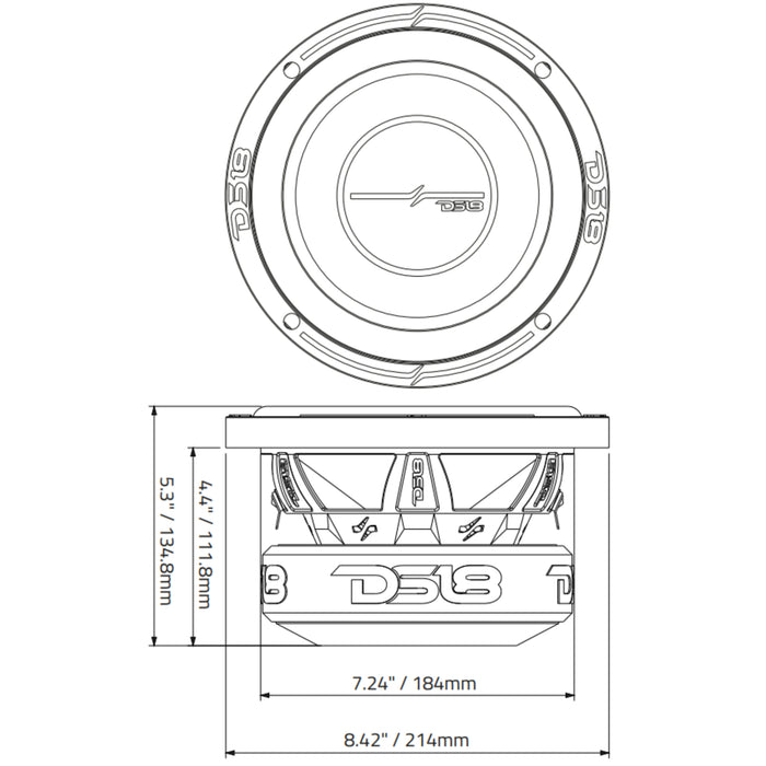 DS18 8" Elite Series 900 Watts Dual Voice Coil 4 Ohm Subwoofer