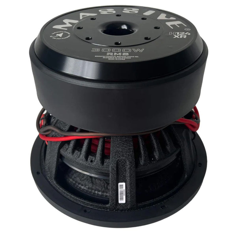 12" 3000W RMS 4-Ohm 4" Dual VC Mega 70 lbs. Subwoofer Massive Audio H124XR