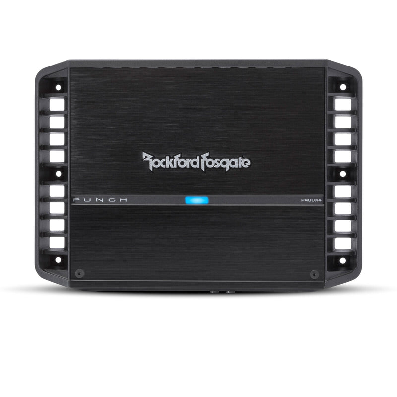 Rockford 400W 4CH. Amp w/ pairs of 4"x6" & 5.25" 4 Ohm 2-Way Car Audio Speakers