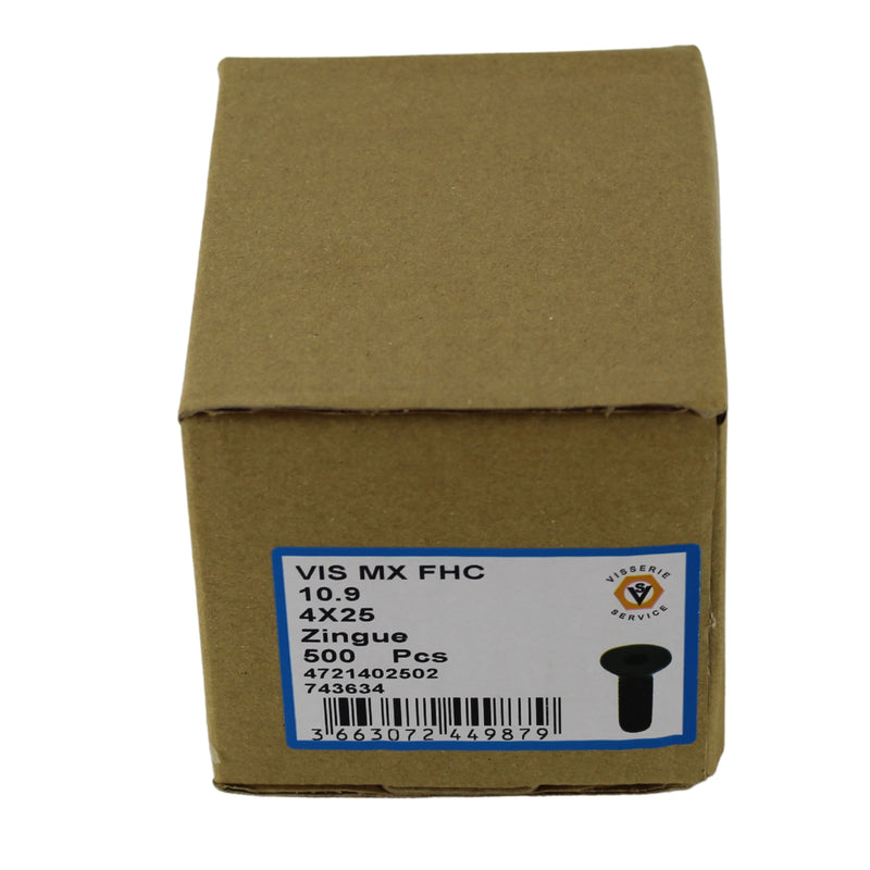 500 Pieces Zinc-Plated M4x25 1" Full Threaded Hexagon Recess Machine Screws