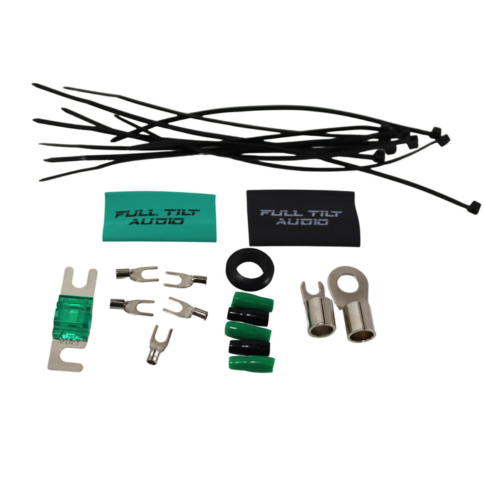 Full Tilt 4 Gauge AWG Teal/Black Amplifier/Amp Wire Kit