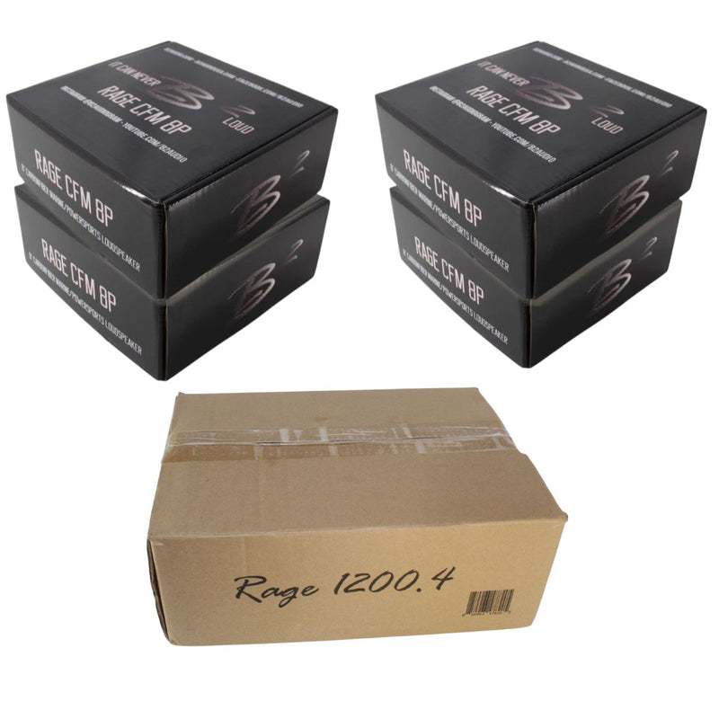 B2 Audio RAGE 1200.4 V2 4-Channel Amplifier w/RAGE8-CFM 8" Speaker Sets COMBO-16