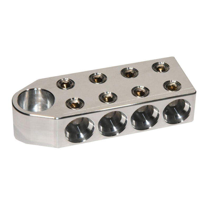 Pair of Jim's Machineworx 8 Hole 8/0 Bolt Down Set Screw Type Battery Terminal