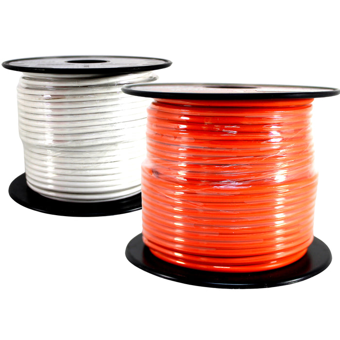 Audiopipe (2) 14ga 100ft CCA Primary Ground Power Remote Wire Spool Orange/White