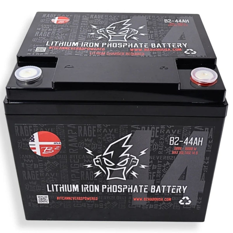 B2 Audio 44Ah 5000W LiFePO4 Battery 12V w SAE Posts & 1/0 AWG 6 Input Terminals