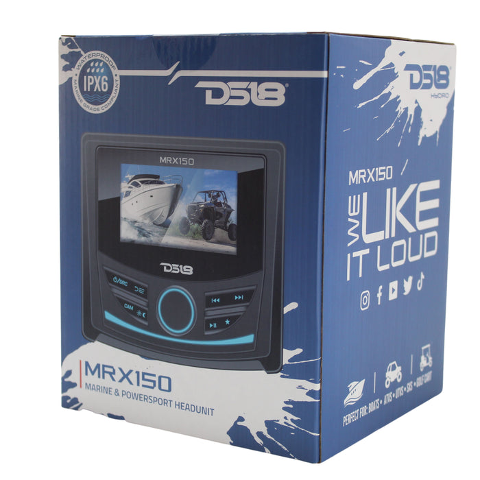 DS18 3" IPS Display Marine Bluetooth Radio 2 Band EQ USB/AUX/AM/FM/BT MRX150