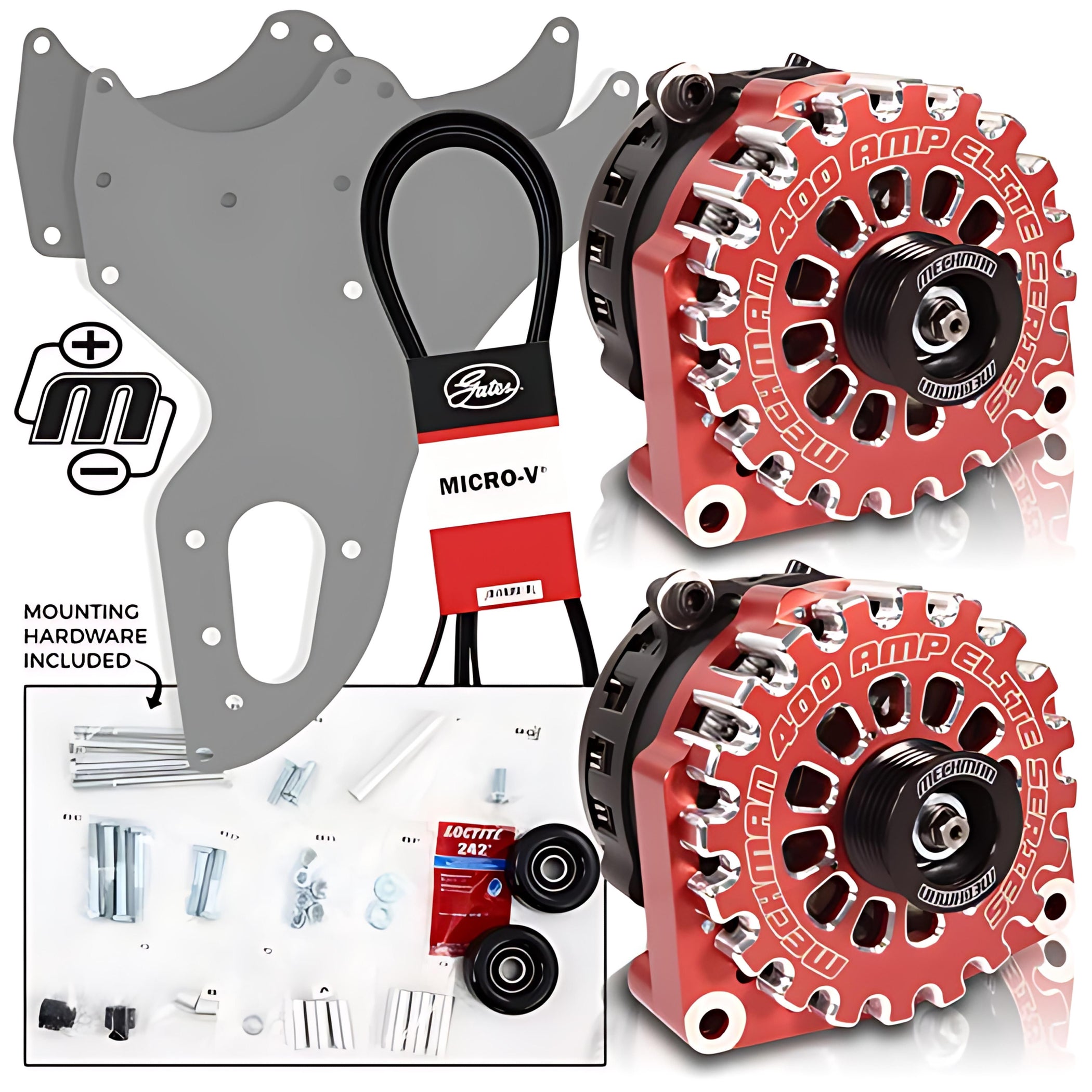 Mechman D205RD Dual Bracket Red Alternator 0513 GM Trucks W/4.8, 5.3