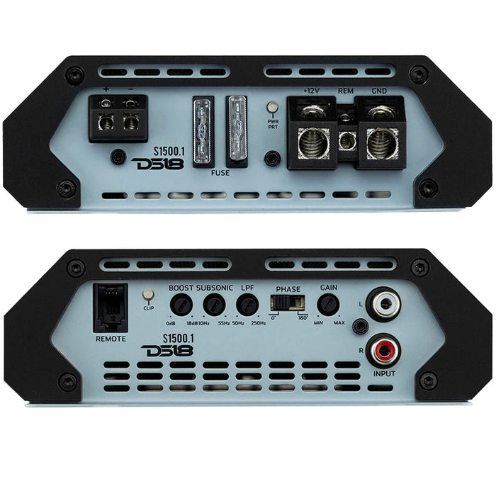 DS18 Monoblock Subwoofer Amplifier Class A/B 1500W Silver /w Bass Knob S1500.1