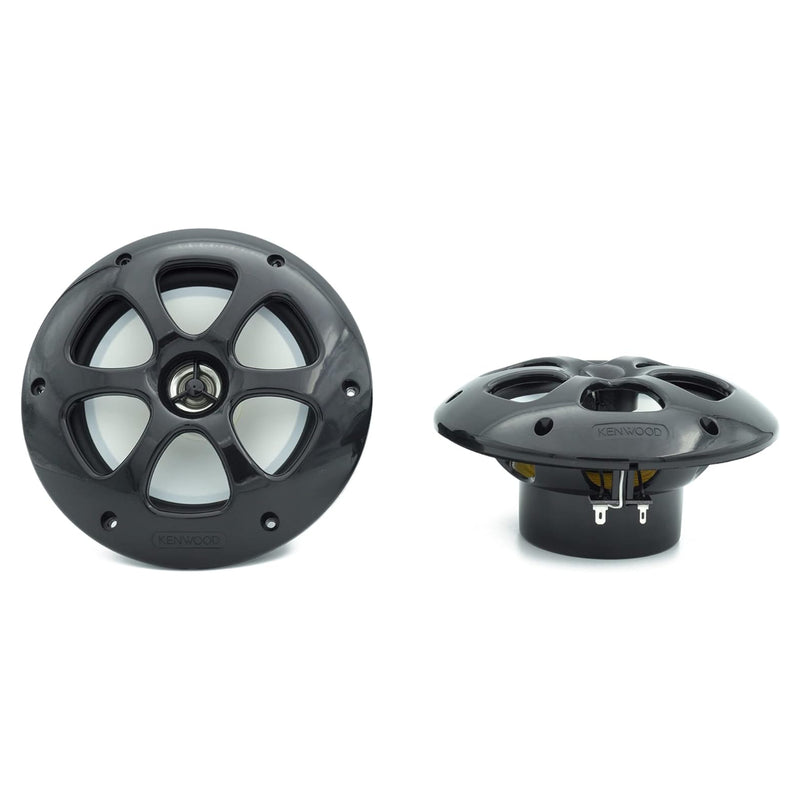Pair of Kenwood Black 6.5" 30W RMS 4 Ohm 2 Way Coaxial Marine Speakers