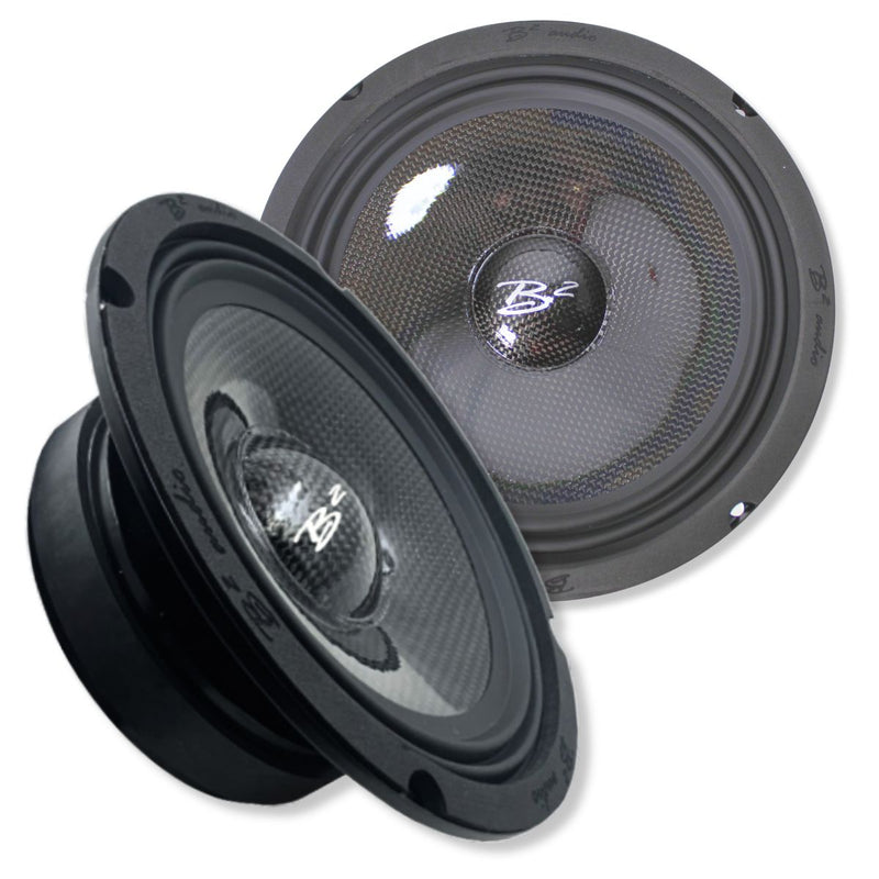 Pair of 8" Carbon Fiber 100 Watts 3.3-Ohm Shallow Mount Water Resistant Speakers