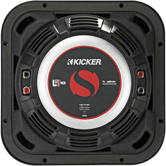 Kicker 10" 1000 Watts Dual 4 Ohm L7T Shallow-Mount Solo-Baric Subwoofer 46L7T104