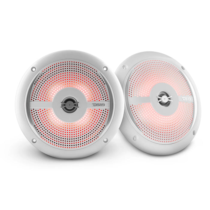 Pair of White DS18 HYDRO 6.5" 200W 4 Ohm 2 Way Slim Marine Speakers NXL-6SL