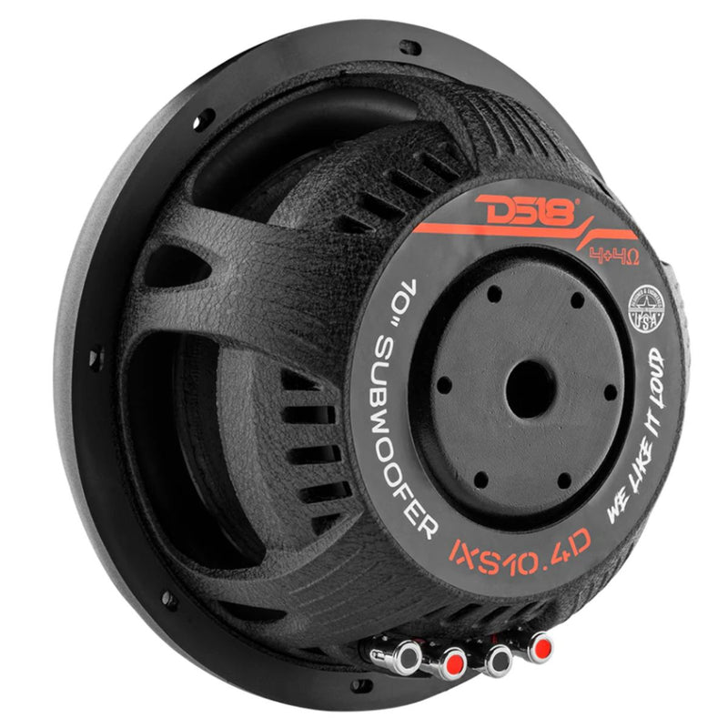 DS18 IXS10.4D 10" Dual 4 Ohm Shallow Mount Subwoofer, 500W RMS, 1000W Max