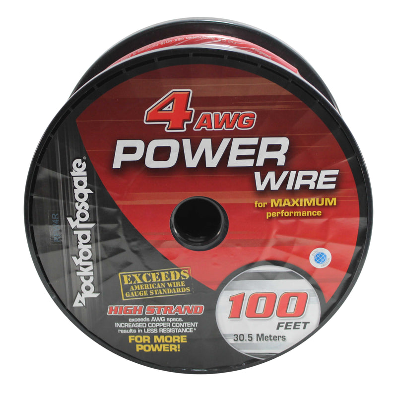 Rockford Fosgate 4 AWG 100% OFC Power/Ground Wire Red Lot Cut By The Foot