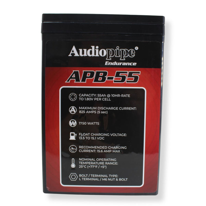 Audiopipe APB-55 12V 1750W 825Amp AGM Deep Cycle Power Cell Battery 55Ah