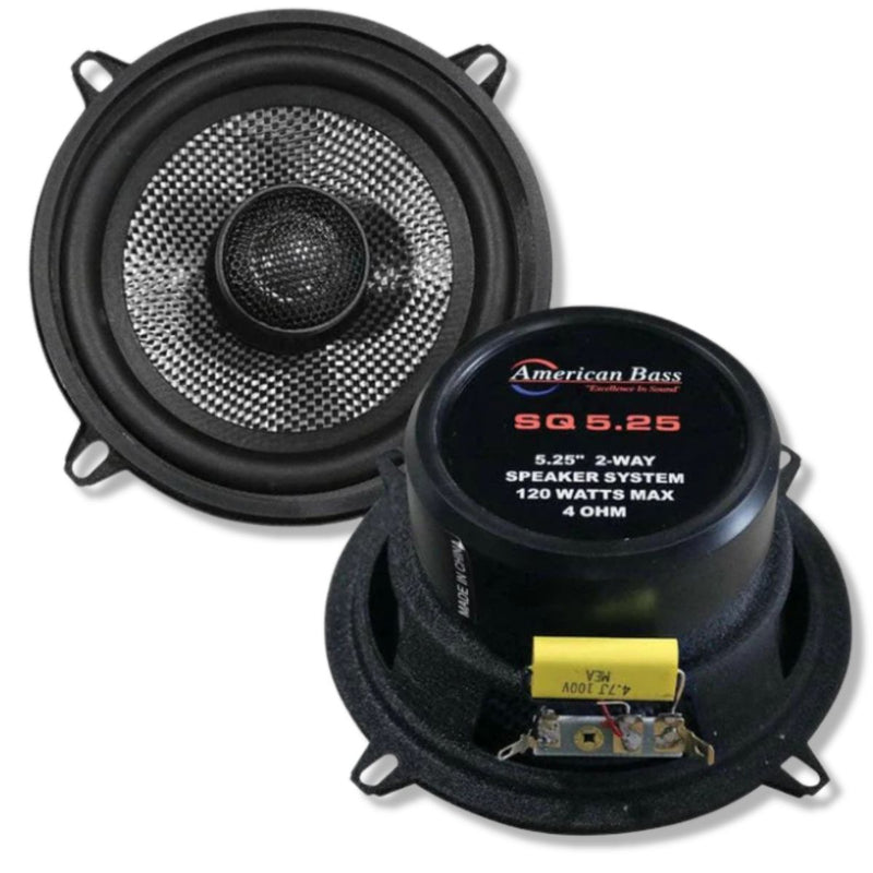 American Bass 5.25" 60 Watt RMS 4 Ohm 2-Way Coaxial Speaker System Pair SQ 5.25