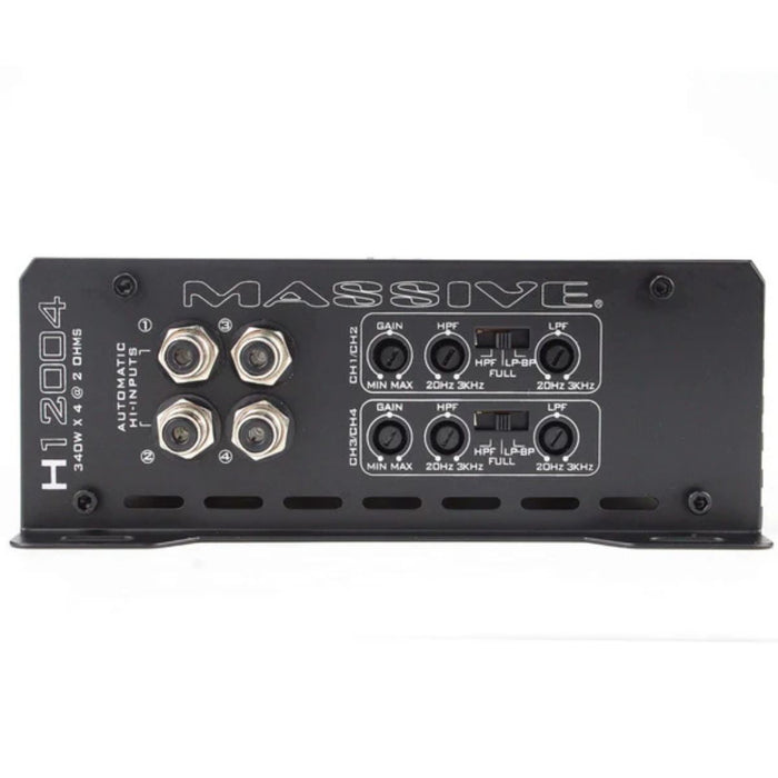 Massive Audio 200 Watts RMS 4-Ohm 4 Channel Full Range Class D Amplifier H12004