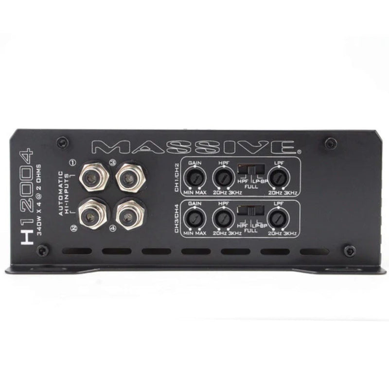 Massive Audio 200 Watts RMS 4-Ohm 4 Channel Full Range Class D Amplifier H12004