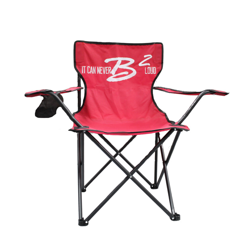 Official B2 Audio Quick Foldable Chair with It Can Never B2 Loud Slogan - Red