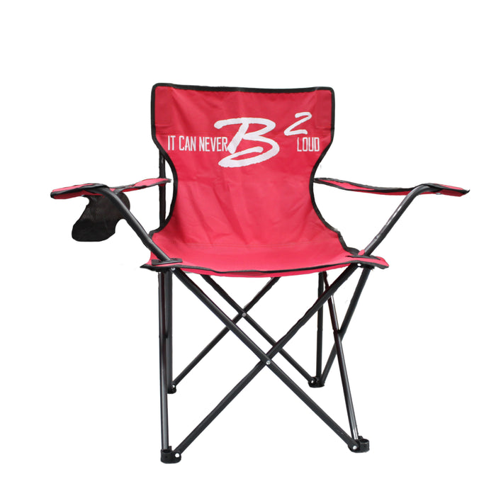 Official B2 Audio Quick Foldable Chair with It Can Never B2 Loud Slogan - Red