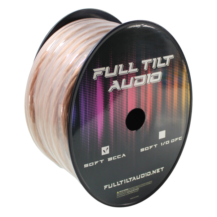 Full Tilt Audio 1/0 Gauge Copper Clad Aluminum Power/Ground Wire Clear Lot