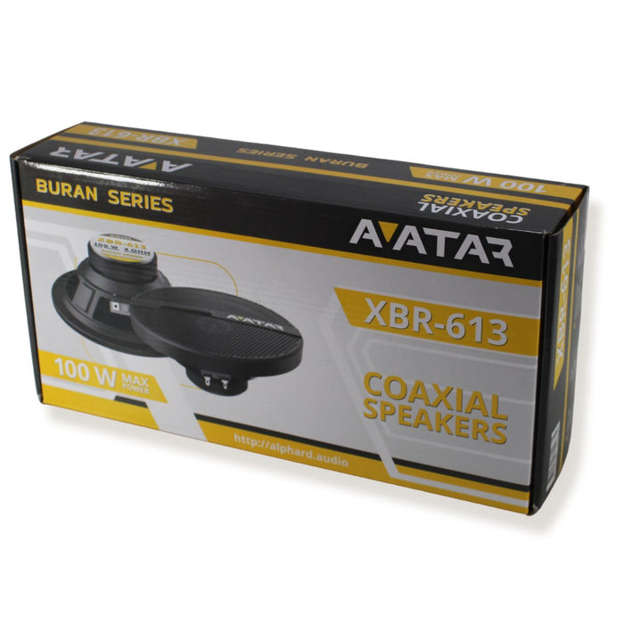 Avatar 6.5" 50 Watt RMS 4-Ohm Black Coaxial Speaker Pair XBR-613