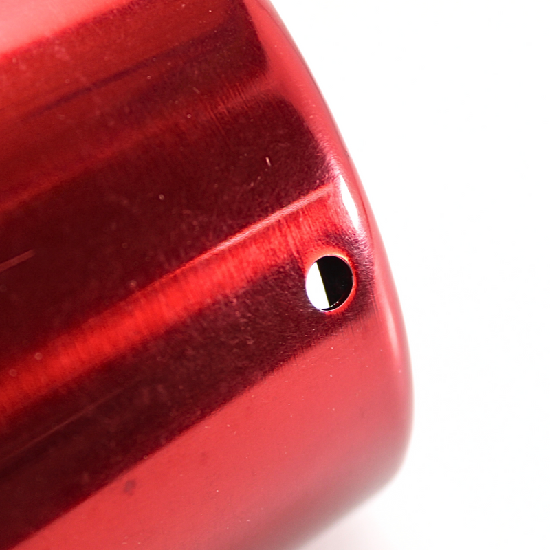 Universal Exhaust Tip Rolled Edged Single Wall Slant Cut Powder Red OPEN BOX