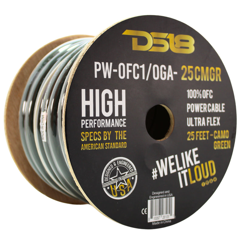 DS18 Ultra Flex OFC 0GA Ground Power Wire Camo Green Lot Cut By The Foot