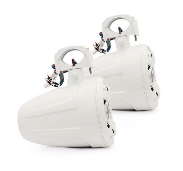 Pair of Soundstream White 8" 600 Watt Marine Boat Wake Tower Speakers WTS-8W