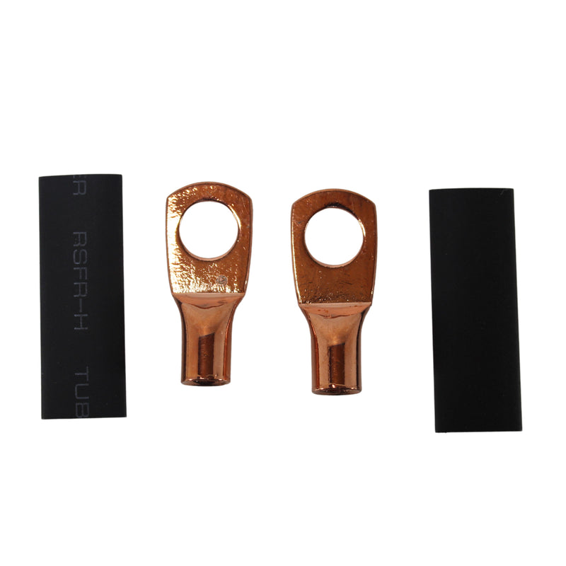Pair of 8 Gauge 1/4 Inch Solder style Copper Ring Terminal Lugs