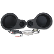 view of fronts and includesd hardware of 8 Inch Universal Speaker Pods Pair ABS Black OEM Finish
