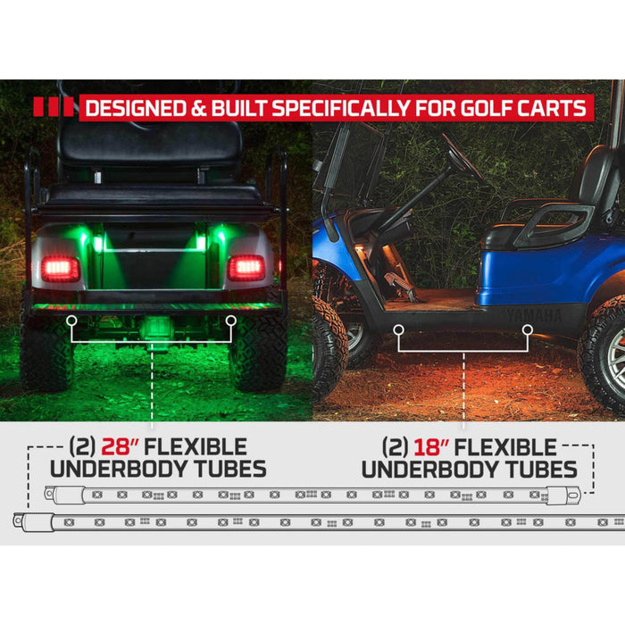 LEDGlow 4pc Million Color 4-Seat Golf Cart Underbody Lighting Kit