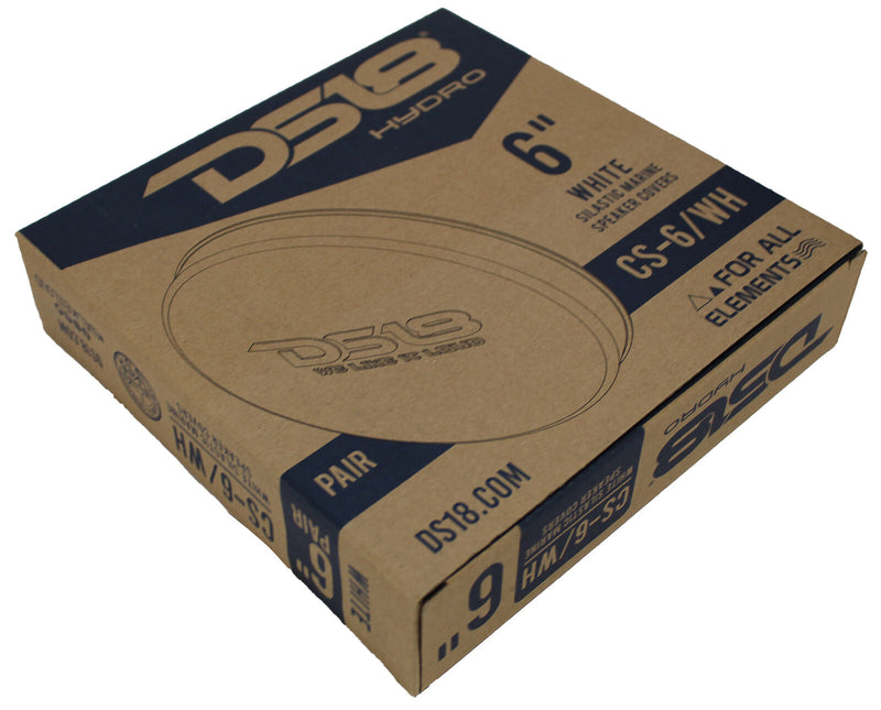 Pair of White DS18 HYDRO 6" Silastic Silicone Marine Speaker Covers CS-6/WH