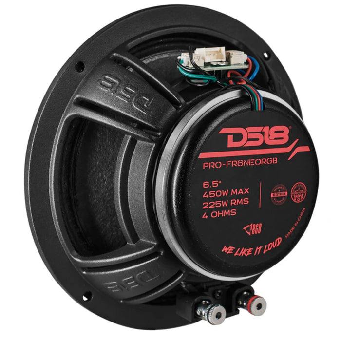 DS18 PRO 6.5” Full-range 225 Watt RMS 4-Ohm RGB LED Neo Bullet Loudspeaker