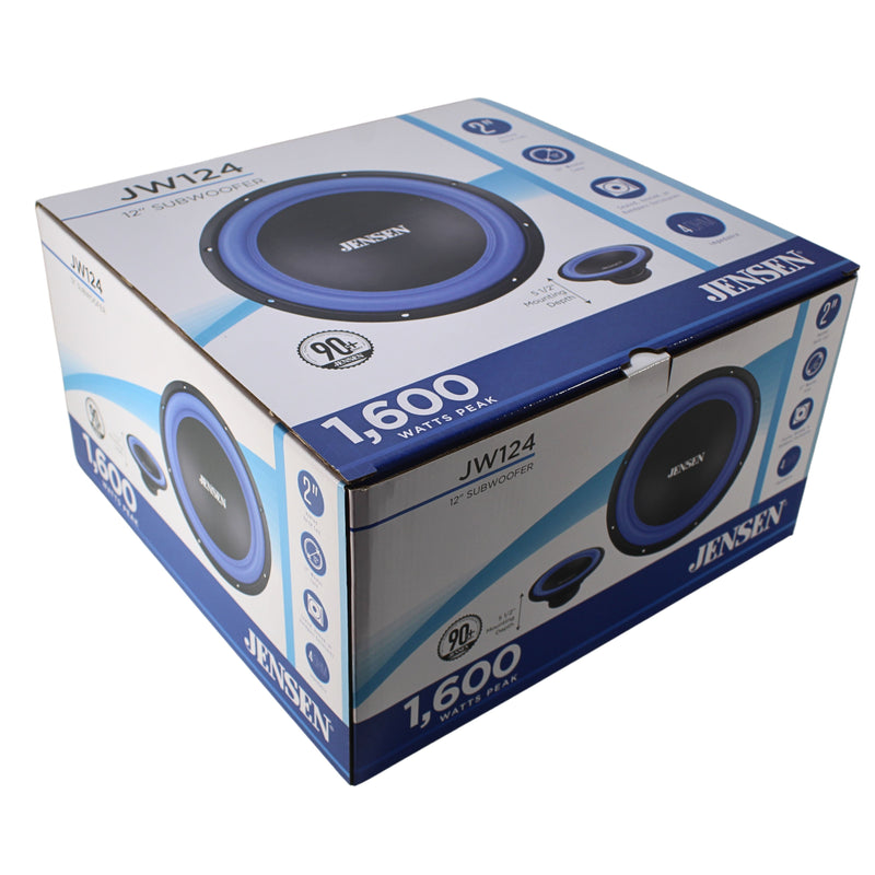 Jensen 12" 400 Watts RMS 4-Ohms Car Audio Black/Blue Subwoofer JW124