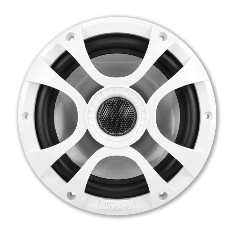 Timpano 6.5 Inch 450 Watt 4 Ohm 2-Way Coaxial Marine Speakers White TPT-CX6MW-4