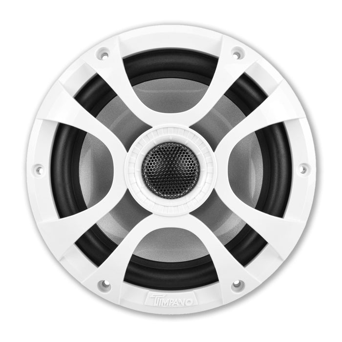 Timpano 6.5 Inch 450 Watt 4 Ohm 2-Way Coaxial Marine Speakers White TPT-CX6MW-4