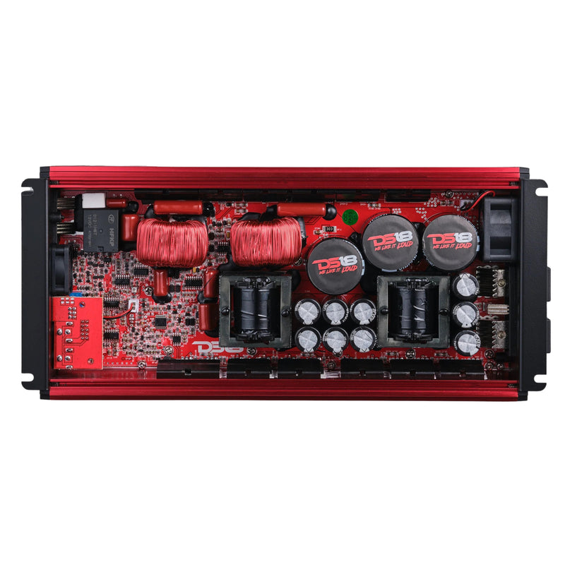 DS18 5000W 1-Ohm Full-Range Class-D Amplifiers FRP Monoblock Red/Blue/Titanium