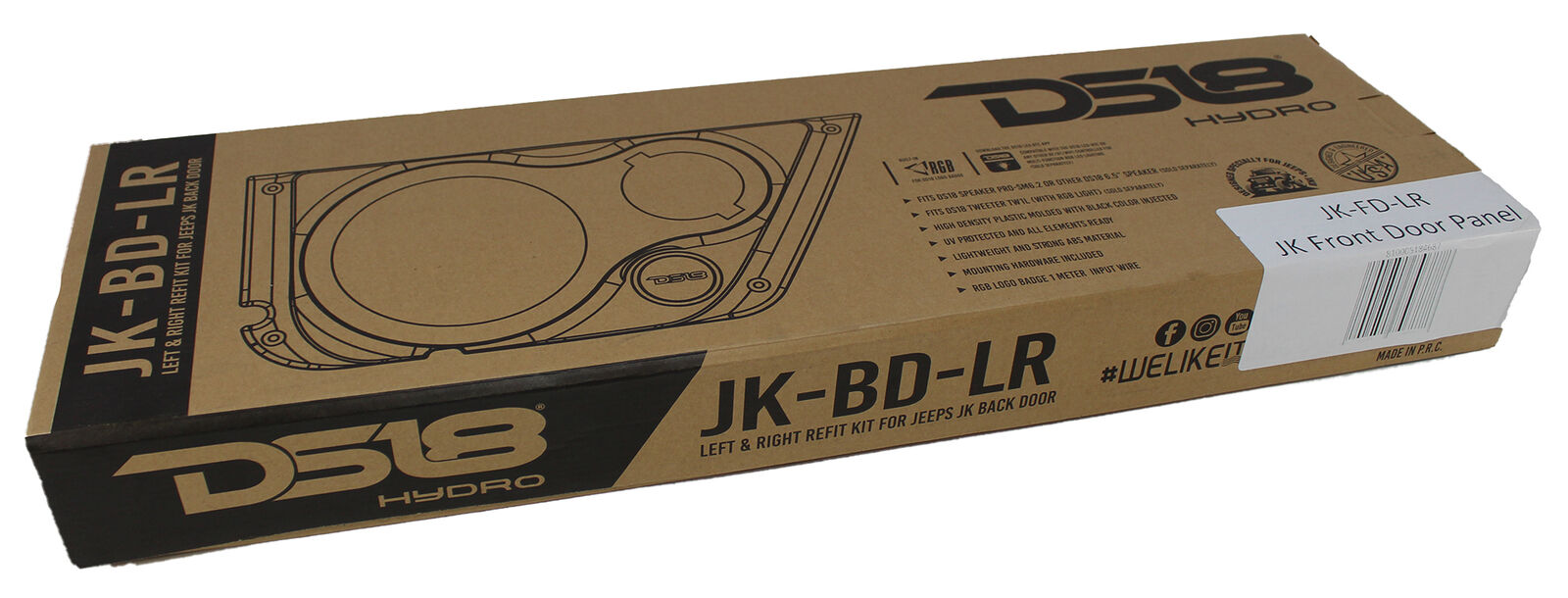 DS18 Front Door Left and Right Refit Kit for Jeeps 6.5" MidrangeTweeter JK-FD-LR