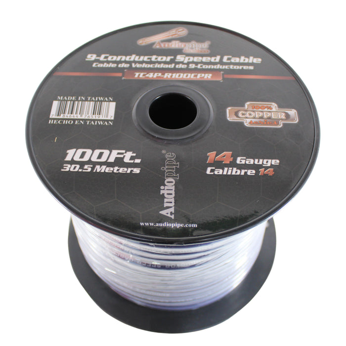 Audiopipe 14 GA 9-Conductor 100% Copper Speed-Cable Wire Black TC4P-R100CPR