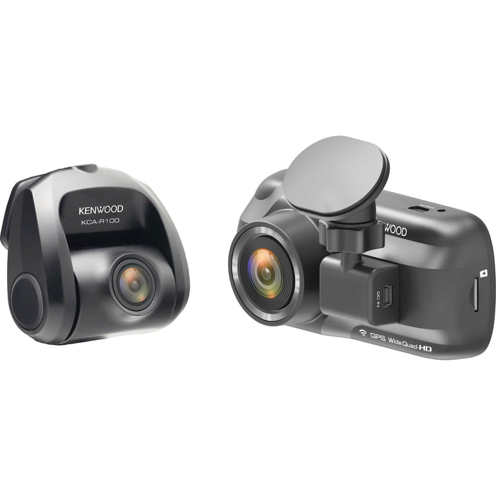 Kenwood 3" 2.0 Megapixel Front& Rear Dash Cam W/ Wireless Link/Built In GPS