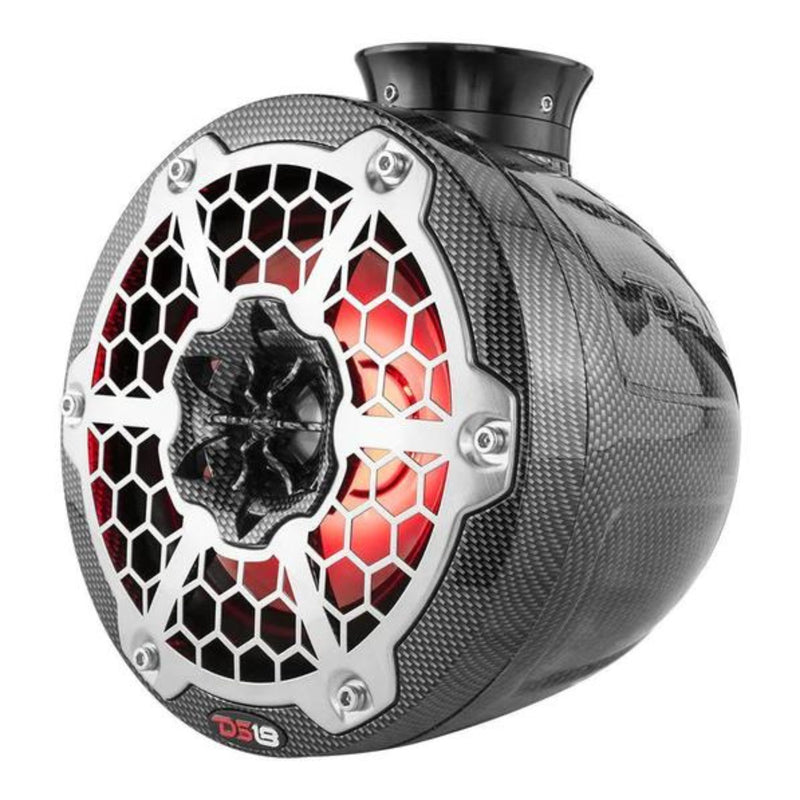 DS18 CF-PS8 8" Carbon Fiber Marine Pod Speakers 125W RMS 4-Ohm w/ RGB LED Lights
