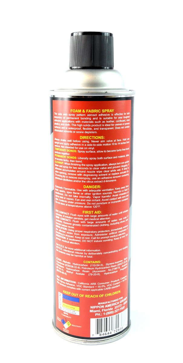 Industrial Professional Multi Purpose Foam and Fabric Adhesive Spray 12oz Can