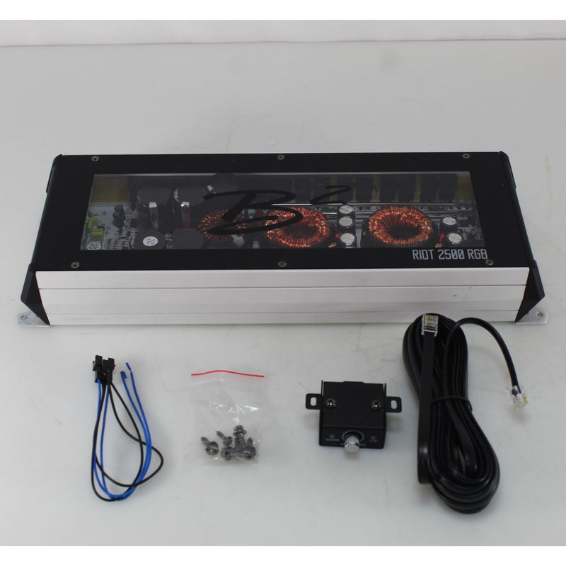 B2 Audio RIOT Series 2500W 1-Ohm Class D Monoblock Amplifier w/ RGB LED Lights OPEN BOX