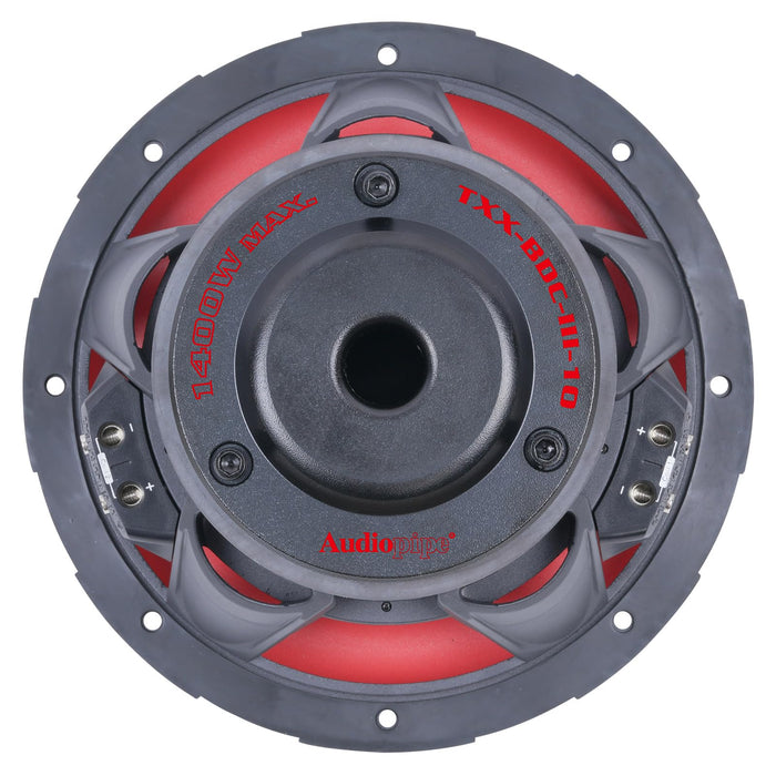 10-Inch 700 Watts RMS Dual 4-Ohms Triple Stack Composite Cone Subwoofer