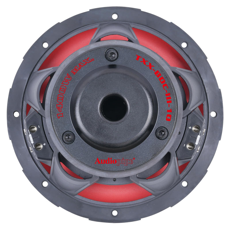 10-Inch 700 Watts RMS Dual 4-Ohms Triple Stack Composite Cone Subwoofer