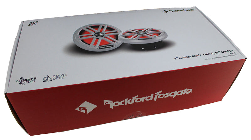 Pair of Rockford Fosgate 8" White 2000W 4 Ohm Color Optix Marine 2-Way M2-8