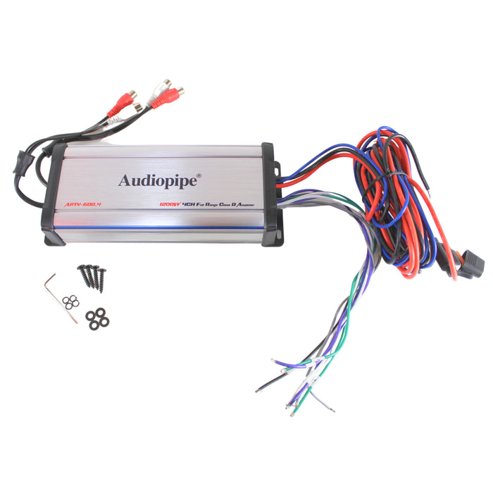 Audiopipe 4 Ohm 200W 4 Channel Full Range Class D Marine Weatherproof Amplifier