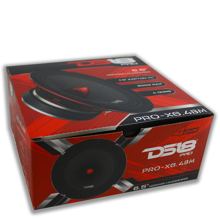 4x DS18 6.5" 4Ohm Midrange Loudspeakers w/ Pair of 1" Bullet Tweeters + Amp Pack