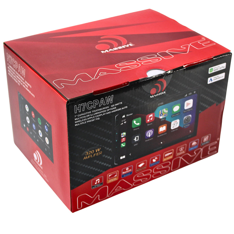 Massive Audio 7" Bluetooth Multimedia AM/FM Receiver W/ Carplay & Android Auto